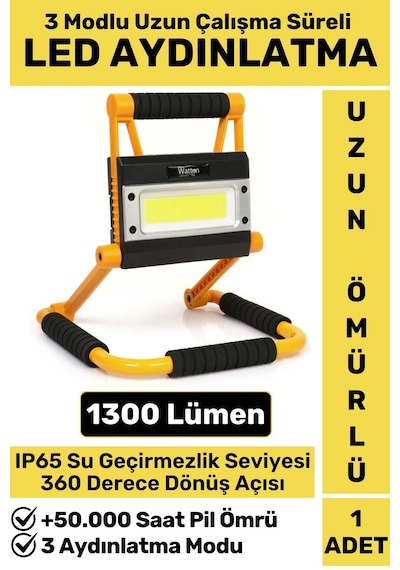 Uzun Ömürlü Kamp Avcı Deprem 3 Modlu 360 Derece Döner Şarjlı Beyaz Işık 1300 Lümen Led Aydınlatma