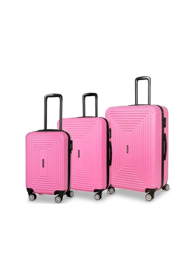 Polo&sky Altuğ Model Pembe Renk 3'lü Abs Valiz Seti Kabin - Orta - Büyük