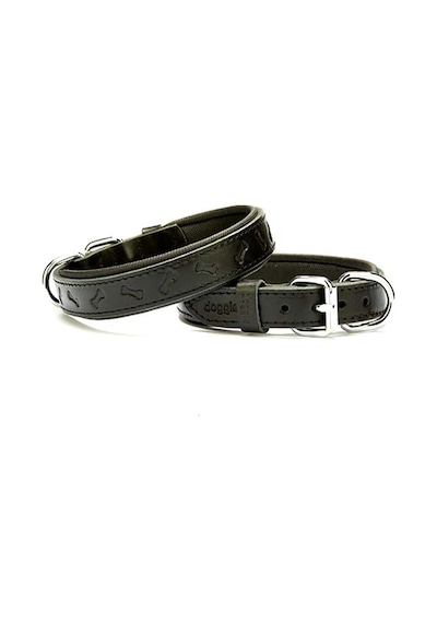 Doggie Comfort Deri Kemik Desenli Köpek Boyun Tasması M Siyah 2.5 x 37-45 CM Siyah