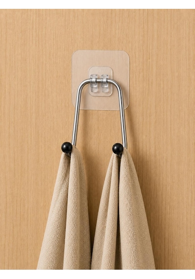 Lexroo Yapışkanlı Çelik Banyo Kancası Delme Gerektirmez Duş Lifi & Fırça Askısı - 2 Adet Çok Renkli