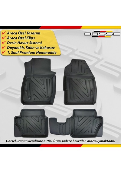 Ford Fiesta Paspas Araca Özel 2018 Sonrası İçin Derin Havuzlu Paspas Bosse North Serisi