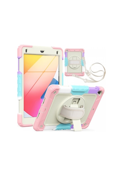 Gld-spt- Newface Apple  Uyumlu  iPad Air 2 9.7 Kılıf Tablet Rainbow Kapak - Pembe