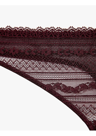 Koton Rahat Kalıp Normal Bel Dantelli String Külot Bordo 7wlk30123mk