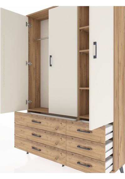 Arges Dolap 5 Raflı 6 Çekmeceli Tek Askılı 132x30x195 Çam-aytaşı/çam Aytası/atlas Çam Arges Dolap 5 Raflı 6 Çekmeceli Tek Askılı 132x30x195 Çam-aytaşı/çam Aytası/atlas Çam