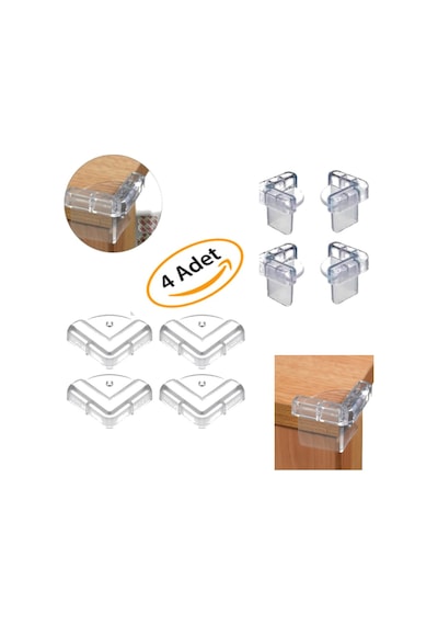 Slikon Cam Raf Köşe Koruyucu Çocuk Güvenliği 4'lü Set Tam Boy 3 x 3.5 CM Çok Renkli