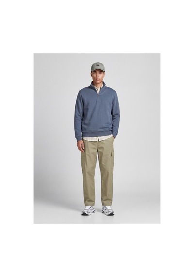 Jack & Jones Jjebradley Sweat Half Zıp Turbulence 12250747 Mavi