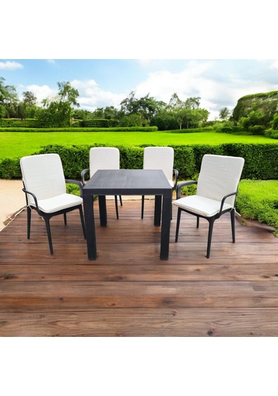Lüks Arkalıklı Sandalye Minderi 4lü 4cm Süngerli Krem