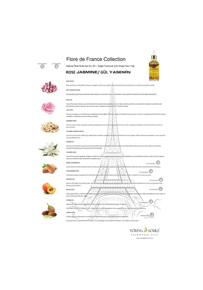 Aromatherapy Rose Jasmine Multi Use Gül Yasemin Yüz Saç Tırnak & Vücut Bakım Kuru Yağ 100 Ml 285 ML