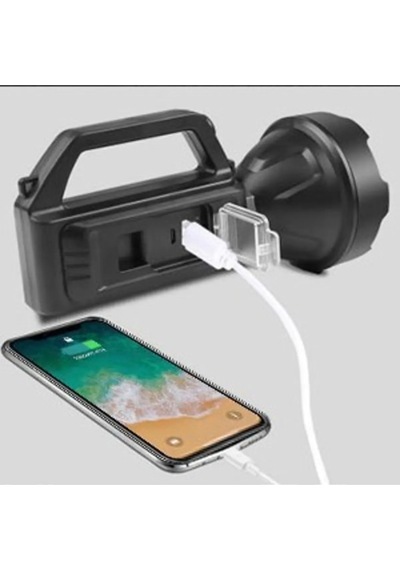 Solar Güneş Enerjili Taşınabilir Usb'li Şarjlı El Feneri Avcı Kam Siyah