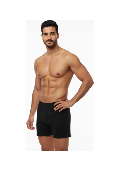 Enmodaiçgiyim 7 Adet Siyah %100 Pamuk Rahat Kesim Erkek Paçalı Külot Boxer