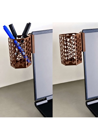 3d Baskı Monitor Kalemlik - Petek Desenli Laptop Kenar Altıgen Kalemlik-kahverengi Diğer