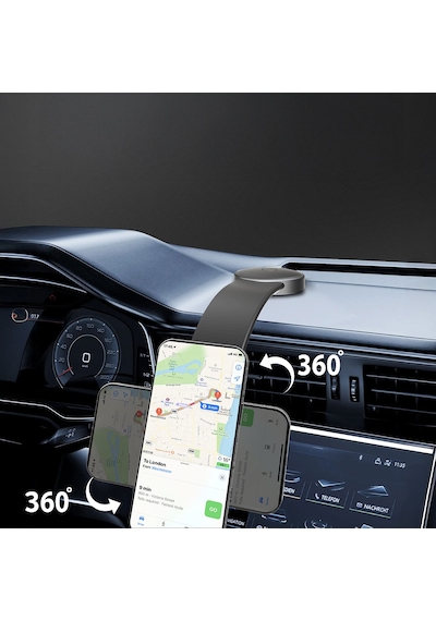 Lenyes Cr185 Magnetik Magsafe Uyumlu Bükülebilen Eğimi Ve Düz Zemin Araç Telefon Tutucu Siyah