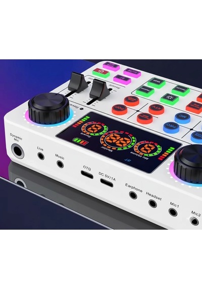 Canlı Yayın Ses Kartı 2 Mikrofon Girişli, Profesyonel Podcast & Twitch Sound Card