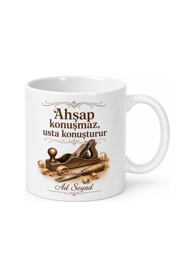 Kişiye Özel Marangoz Hediyesi Baskılı Kupa Bardak Ahşap Usta Hediye Beyaz / Çok Renkli