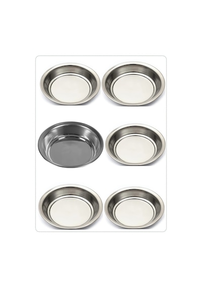6 Adet Paslanmaz Çelik Derin Yemek Tabağı 20x3,6cm Çorba Makarna Salata Servis Tatlı Tabağı Gri