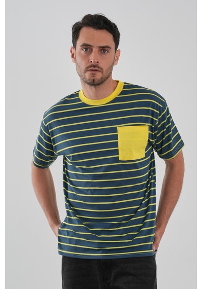 Alexander Gardi Alexandergardı Cep Detaylı Çizgili T-shirt Lacivert