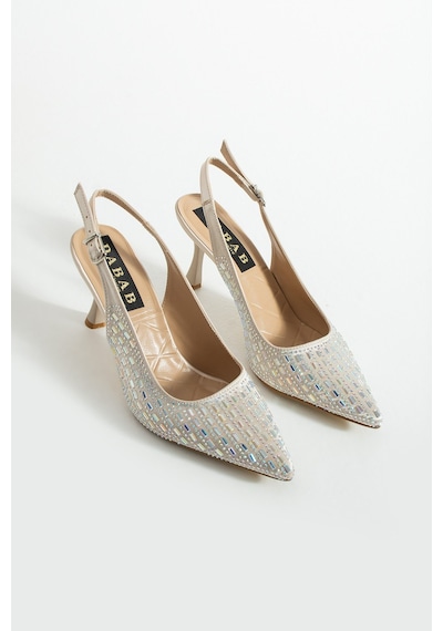 Dabab Shoes Merıa Kadın Altın 7 Cm Sivri Burun Kristal Taş İşlemeli Slingback Topuklu Ayakkabı Dabab Shoes Merıa Kadın Altın 7 Cm Sivri Burun Kristal Taş İşlemeli Slingback Topuklu Ayakkabı