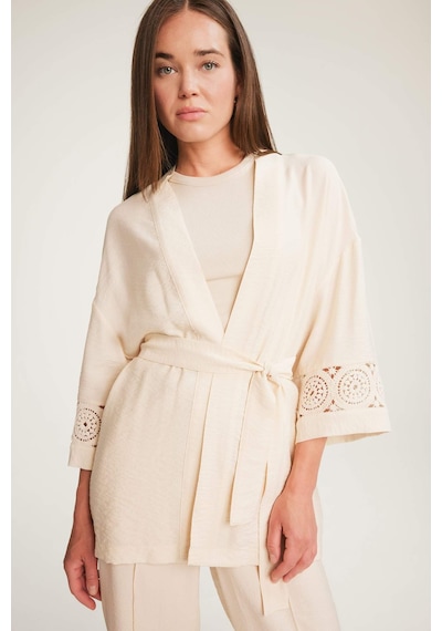DeFacto Regular Fit Uzun Kollu Kuşaklı Kimono F0986AX25SMBG677