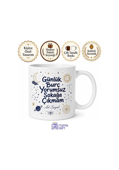 Günlük Burç Yorumsuz Sokağa Çıkmayan Astroloji Delisi Kupa Bardak Hediye Tupya16669 Beyaz / Çok Renkli