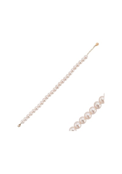8,5 Mm Sıralı Doğal İnci Bileklik 18 Cm / Rose Rose Pembe Altın