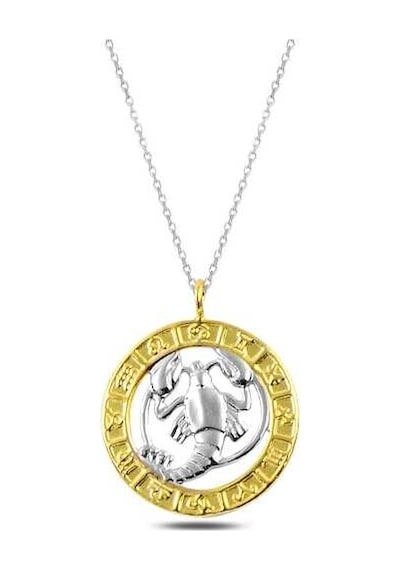 Gümüş Gold Yengeç Burcu Kolye Gold