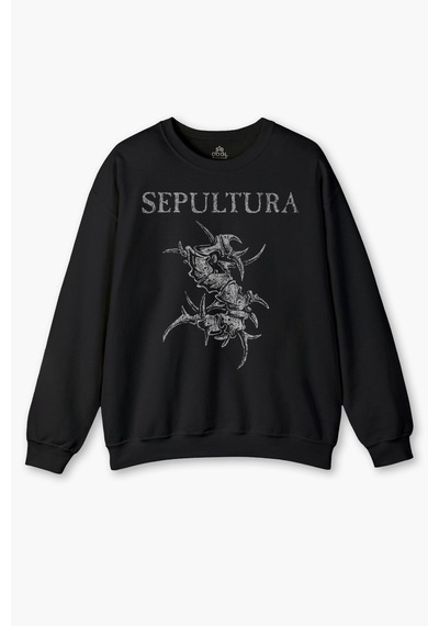 So Cool Sepultura Cavalera Metal Rock Music Brazil Müzik Baskılı Sweat Siyah Sweatshirt Siyah