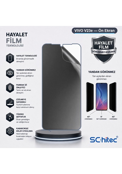 Vıvo V23e Uyumlu Ön Yüzey Hayalet Privacy Hidrojel Ekran Koruyucu