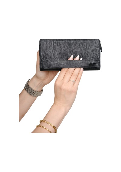Mft Leather Hakiki Deri Kadın Cüzdan Bulgari 1232 Flother Mat Siyah