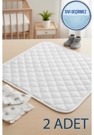2'li Sıvı Geçirmez Kapitone Bebek Alt Değiştirme Pedi 75 x 90 CM Alt Açma
