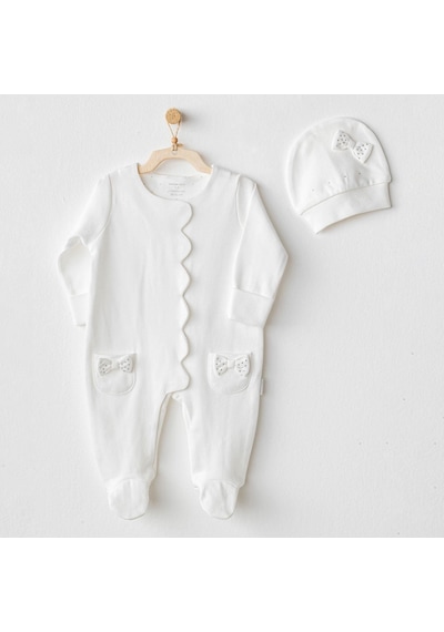 Andywawa Kız Bebek Tulum Takim Romper Ac25823 Ekru
