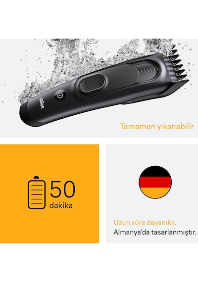 Braun Saç Kesme Makinesi Series 5, +3 Aksesuar, Ömür Boyu Keskin Bıçak, 17 Uzunluk Hc5530