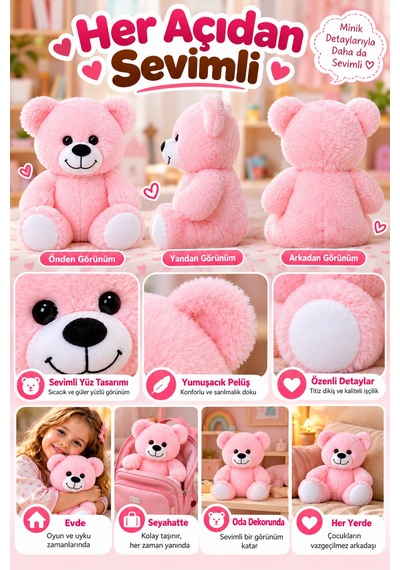 20 Cm Pembe Pelüş Ayıcık Yumuşak Oyuncak Sevimli Ayı Çocuk Oyuncağı Yumuşak Pelüş Oyun Arkadaşı Mini Çok Renkli
