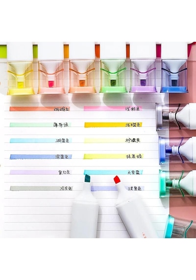 Key points fosforlu kalem seti pastel renkler 6lı set Çok Renkli