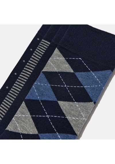 Erkek Bambu Çorap Lacivert Desenli Dikişsiz Premium 5 Çift Soket Çorap 40-44