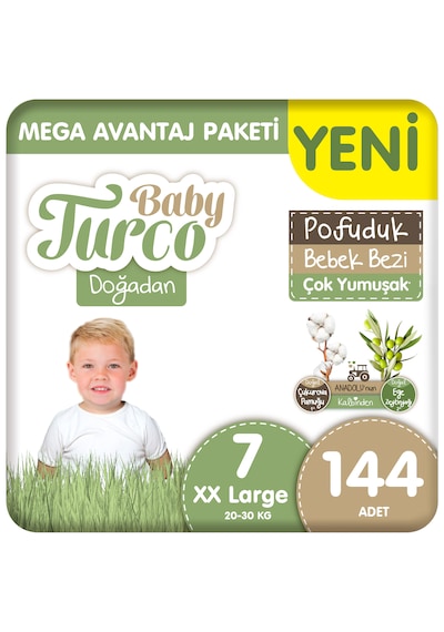 baby turco dogadan mega avantaj paketi pofuduk bebek bezi 7 numara xxlarge 144 adet 121664594