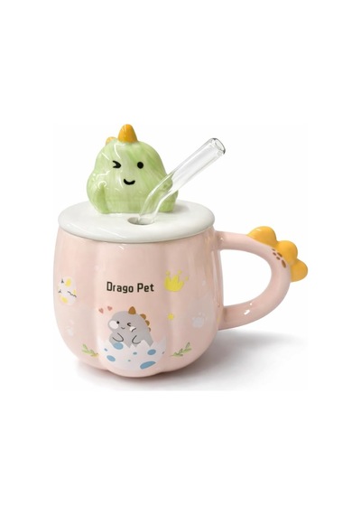 Sevimli Dinozor Figürlü Kapaklı Seramik Mug 300ml Kahve Kupası Kaşıklı Tasarım Kupa Ofis Masaüstü Kahve Bardağı Kapaklı Kupa Latte Çay Dekoratif Kahve Kupası Sevimli Kupa Dinozor Pembe Beyaz - Çok Renkli Sevimli Dinozor Figürlü Kapaklı Seramik Mug 300ml Kahve Kupası Kaşıklı Tasarım Kupa Ofis Masaüstü Kahve Bardağı Kapaklı Kupa Latte Çay Dekoratif Kahve Kupası Sevimli Kupa Dinozor Pembe Beyaz - Çok Renkli
