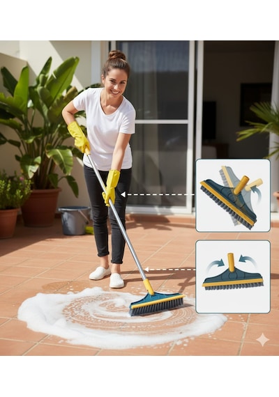 Nobera Banyo Temizleme Fırçası Silikon Çekpaslı 110 Cm / Fayans Temizleme Çekpası / Sağa Sola Yatan Başlık
