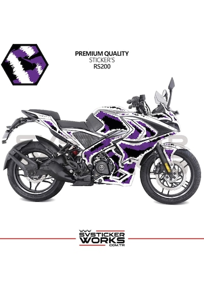 Bajaj Rs200 Kaplama Sticker Air Brush Motor Kaplama Modeli Hazır Kit Tüm Modeller Uyumlu Mor