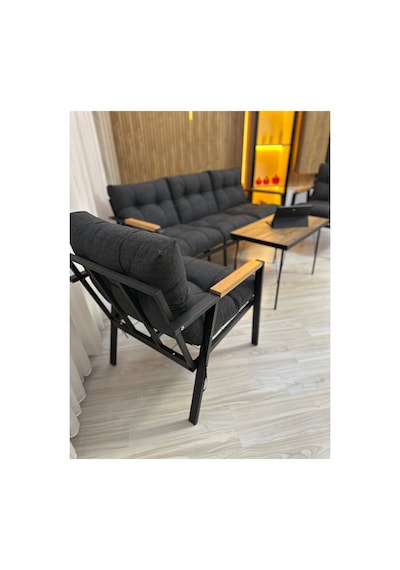 Houseart Balkon, Bahçe,teras,cafe - Salon - Metal Kanepe Koltuk Takımı - 3 1 1 Sehpa Antrasit Houseart Balkon, Bahçe,teras,cafe - Salon - Metal Kanepe Koltuk Takımı - 3 1 1 Sehpa Antrasit