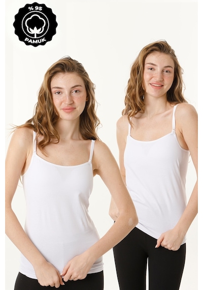Parlingerie Hamile Kaplı Emzirme Atletli 2li Set Beyaz-beyaz Beyaz - Beyaz