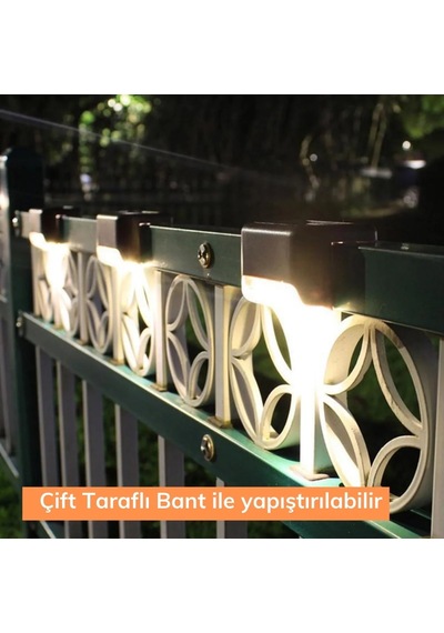Ers Solar Güneş Enerjili Şarj Edilen Köşebent Merdiven Veranda Bahçe Yolu Led Lamba Işık 4 Adet