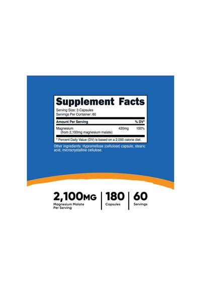 Nutricost, Magnesium Malate, 420 Mg, 180 Capsules. Usa 4038