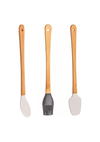 Porsima Mien Mini Silikon Kaşık Fırça Spatula Servis Seti 3'lü