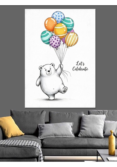 Ahşap Tablo Balon Tutan Kutup Ayısı