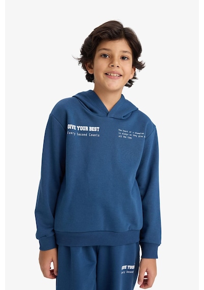Defacto 2li Takım Baskılı Kapüşonlu Sweatshirt Eşofman Altı Erkek Çocuk G5640a825cwın249 İndigo-ın249