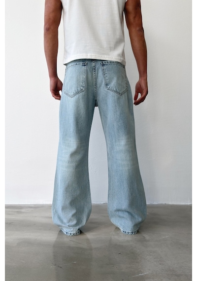 Flaw Yıkamalı Lazer Baskı İspanyol Paça Jean-29649 Buz Mavi
