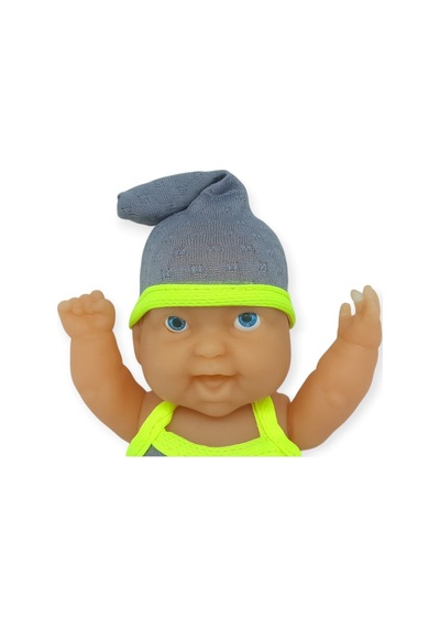 20 Cm Sevimli Et Bebek - Çıkarılabilir Neon Kıyafetli Gerçekçi Oyuncak Bebek - Gri - Sarı 1 Adet