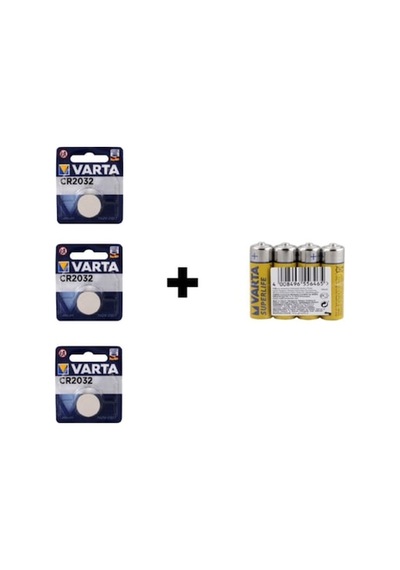 Varta 6032 CR2032 3V Elektronik Lityum Pil 3'lü + Superlife AA Kalem Pil 4'lü