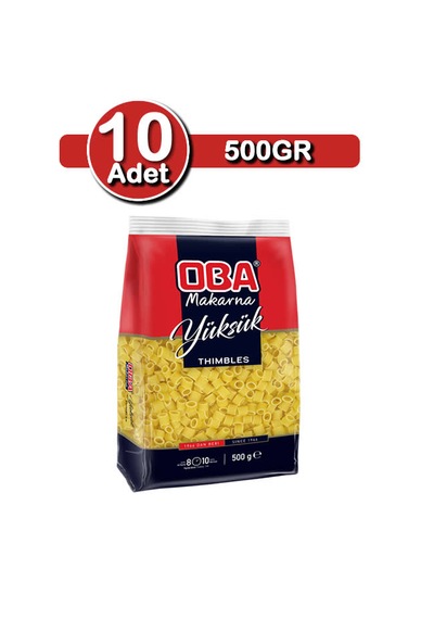 Oba Yüksük Makarna 500 G X 10 Adet Çoklu Aile Paketi