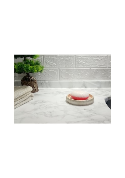 Buççin Online Mağaza Sabunluk Krem Örgü Model Poliresin 13x13x2cm Banyo Seti Reçine Bej Çok Renkli